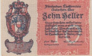 P 01 - LIECHTENTEIN   10 HELLER 1920 FE
