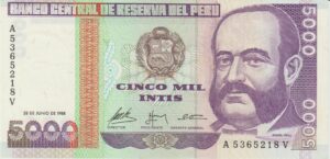 P 137 -  PERU 5000 INTIS 1988 FE