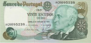 P 176b -  PORTUGAL  20  ESCUDOS DE ORO  1978 FE