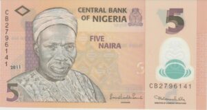 P 38c - NIGERIA 5 NAIRA 2011  FE