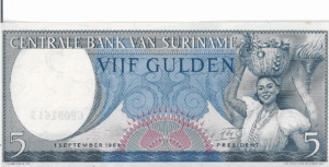 P 120 - SURINAME  5 GULDEN  1963 FE