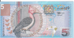 P 146 -SURINAME  5 GULDEN  2000 FE