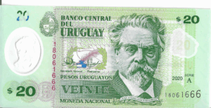 P 101a -  URUGUAI 20 NOVOS PESOS 2020  FE