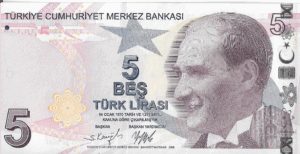 P 222a- TURQUIA 5 LIRA  2009  FE