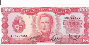P 47a - URUGUAI  100 PESO 1967 FE