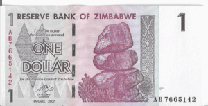 P 65 - ZIMBABWE 1 DOLAR 2007 FE