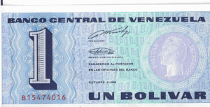 P 68 - VENEZUELA 1 BOLIVAR  1989 FE