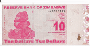 P 94 - ZIMBABWE 10 DOLAR 2009 FE