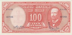 P 127- Chile - 100  Pesos  - 1960-63  - FE