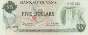 P 22 -  GUYANA  5 DOLLARS   FE