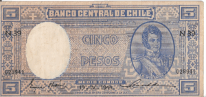 P102 - Chile - 5 PESOS 1944 -  MBC