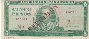 P103s - CUBA   PESOS  1972 S/FE  SPECIMEN