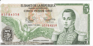 P406f  - Colômbia - 5 Peso Ouro  - 1980- FE