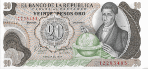 P409d  - Colômbia - 2O Peso Ouro  - 1979- FE