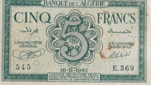 P91- ARGELIA - 1 CINCO FRANCS  - MBC
