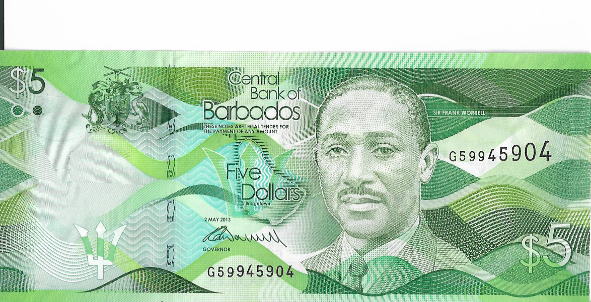 P74a P 74a - Barbados - 5 Two Dollars - 2013 - FE - Imagem 1