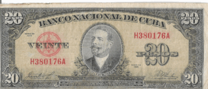 P80b - CUBA   20 PESOS  1958 MBC