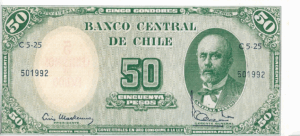 P126b - Chile - 50 PESOS 1962 FE