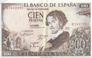 P150a2- ESPANHA 100 PESETAS 1965 S