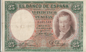 P81- ESPANHA 25 PESETAS 1931 MBC