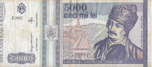 P 104  - ROMENIA 5000 LEI 1993 MBC