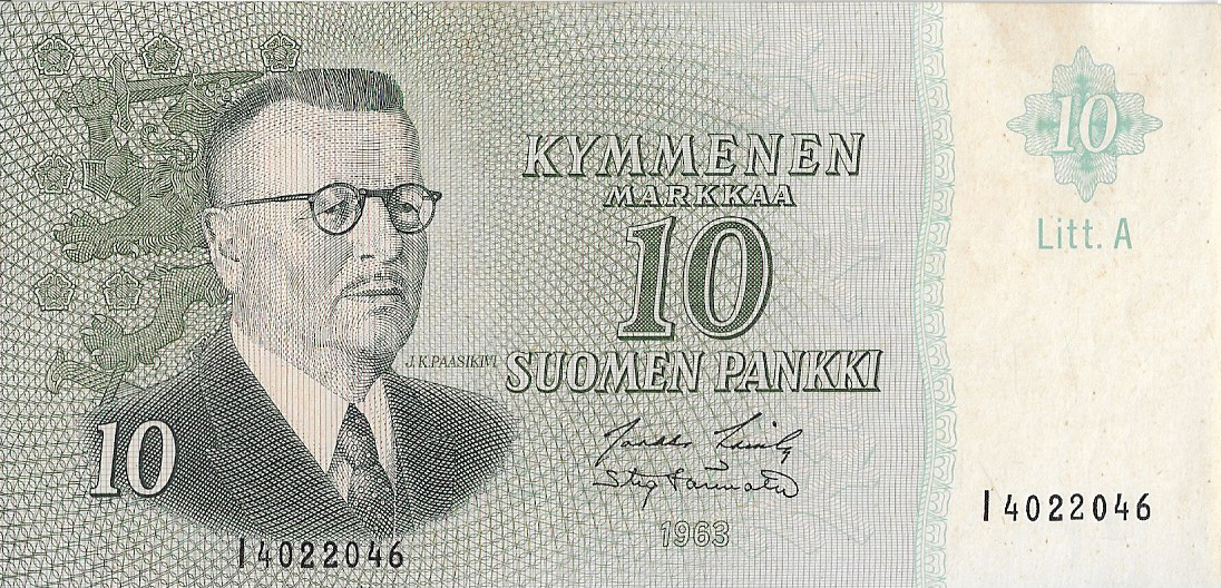 P 104 P 104a - FINLANDIA 10 MARKKA 1963 FE - Imagem 1