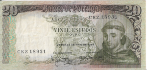 P 167-  PORTUGAL  20 ESCUDOS OURO 1989 MBC