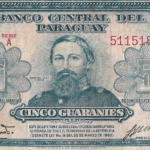 P 186a  -  PARAGUAI 5 GUARANI 1952 MBC
