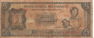 P 195  -  PARAGUAI 5 GUARANI 1952 BC
