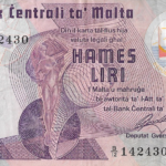 P 35a - MALTA  5 LIRI/POUNDS  1989 MBC