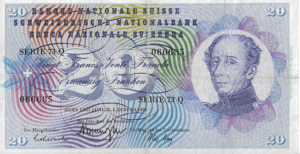 P 46r -SUICA  20 FRANCO SUICO  1970 MBC