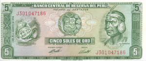 P 92c  -  PERU 5 SOLES DE OURO 1974 FE