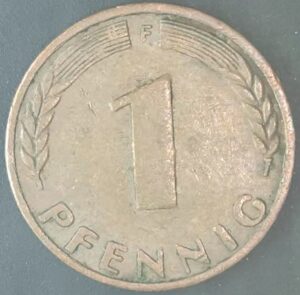 KM#105F - ALEMANHA 1 PFENNIG 1970 "letra F" MBC/S
