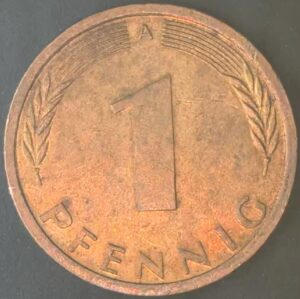 KM#105A - ALEMANHA 1 PFENNIG 1996 "letra A"  MBC