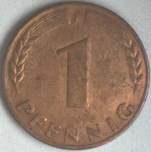 KM#105F - ALEMANHA 1 PFENNIG 1950 "letra F" SOBERBA