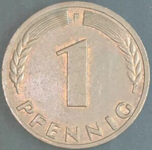 KM#105F - ALEMANHA 1 PFENNIG 1966 "letra F" MBC/S