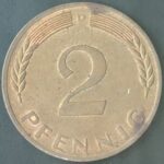 KM#106A D - ALEMANHA 2 PFENNIG 1969 "letra D"  MBC
