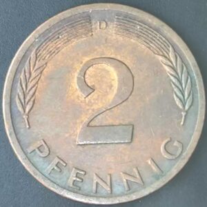KM#106A D - ALEMANHA 2 PFENNIG 1976 "letra D"  MBC