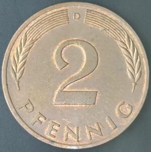 KM#106A D - ALEMANHA 2 PFENNIG 1981 "letra D"  MBC