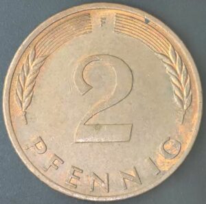 KM#106A F - ALEMANHA 2 PFENNIG 1981 "letra F"  MBC