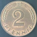 KM#106A F - ALEMANHA 2 PFENNIG 1982 "letra F" MBC