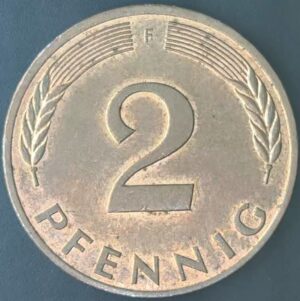 KM#106A F - ALEMANHA 2 PFENNIG 1982 "letra F" MBC