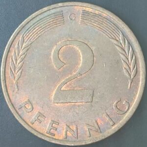 KM#106A G - ALEMANHA 2 PFENNIG 1971 "letra G"  MBC