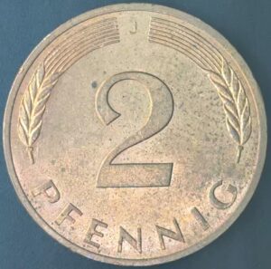 KM#106A J - ALEMANHA 2 PFENNIG 1981 "letra J"  S