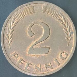KM#106A J - ALEMANHA 2 PFENNIG 1969 "letra J"  MBC