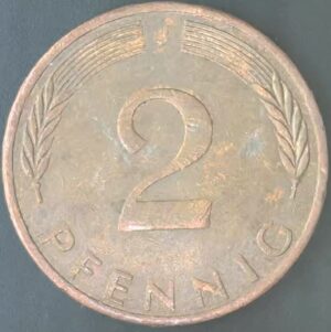 KM#106A J - ALEMANHA 2 PFENNIG 1973 "letra J"  MBC