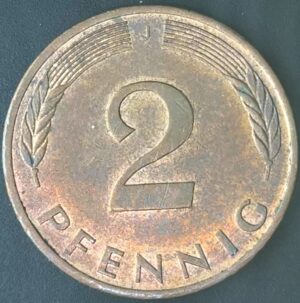 KM#106A J - ALEMANHA 2 PFENNIG 1994 "letra J" MBC