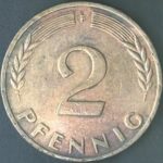 KM#106F - ALEMANHA 2 PFENNIG 1950 "letra F"  MBC  (BRONZE)
