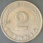 KM#106A F - ALEMANHA 2 PFENNIG 1961 "letra F"  MBC  (BRONZE)