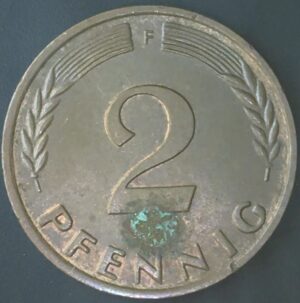 KM#106F - ALEMANHA 2 PFENNIG 1966 "letra F"  MBC  (BRONZE)